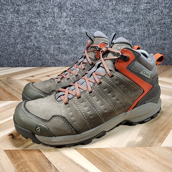 Oboz Sypes Mid Leather B-Dry Men\'s Size 9 Hiking Boots Gunmetal Gray Orange main image 12